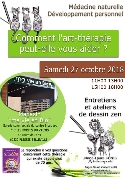 Ma vie en bio entretiens conference sur l art therapie par l art therapeute marie laure konig le plessis belleville senlis nanteuil le haudouin crepy en valois magasin de produits